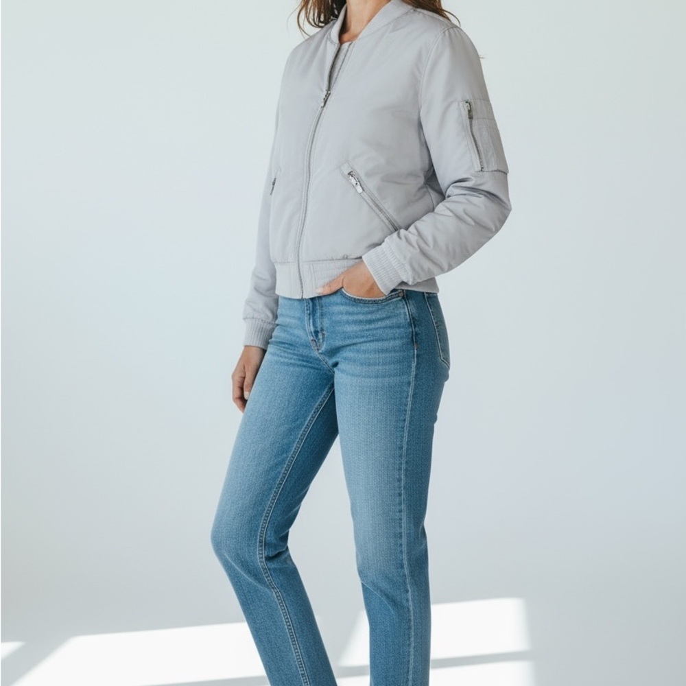 Athleta Soft light blue Bomber Jacket